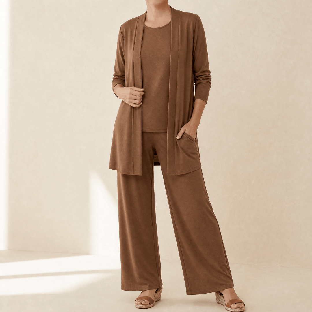 Veluna – Elegant 3 Piece Matching Set Brown / S