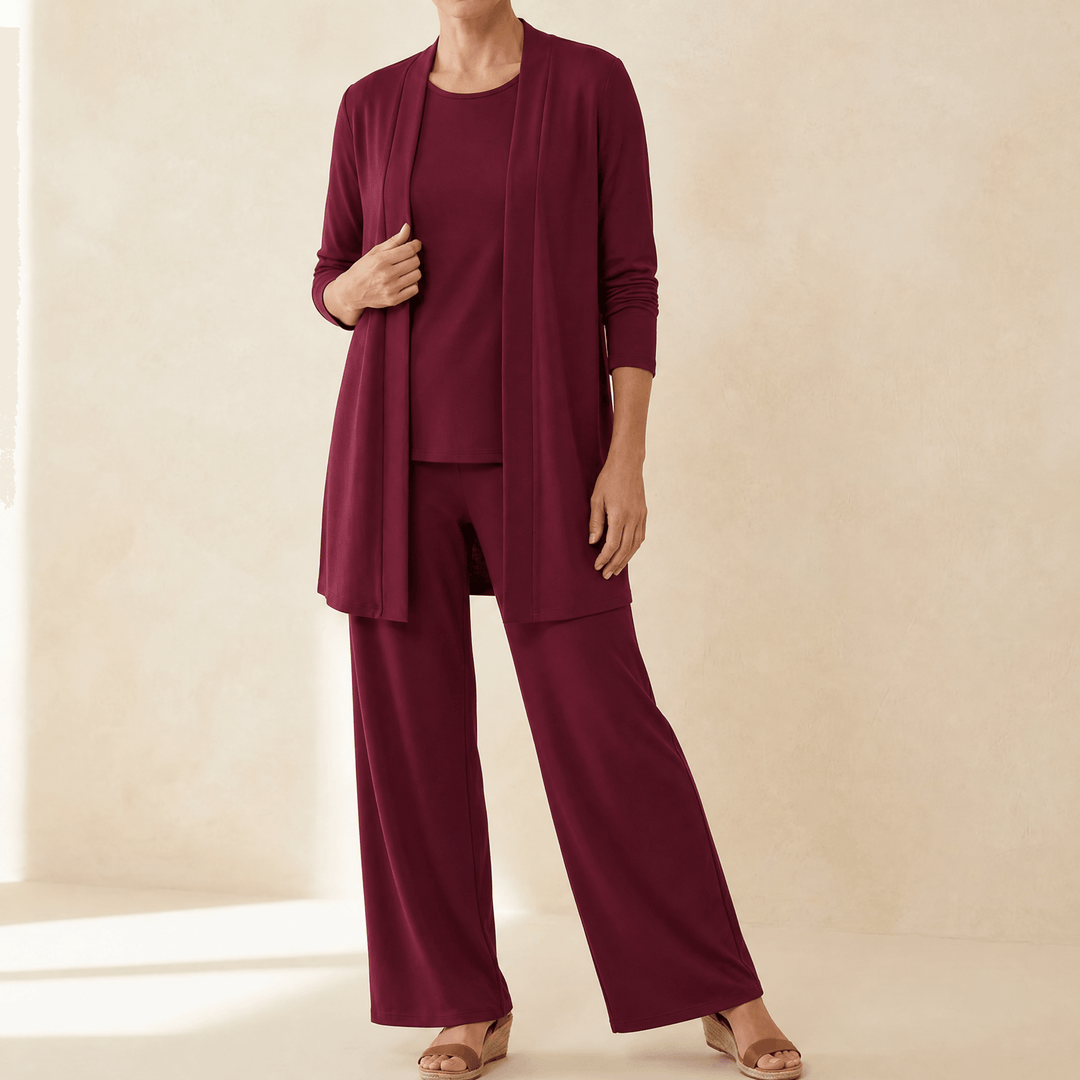 Veluna – Elegant 3 Piece Matching Set Maroon / S
