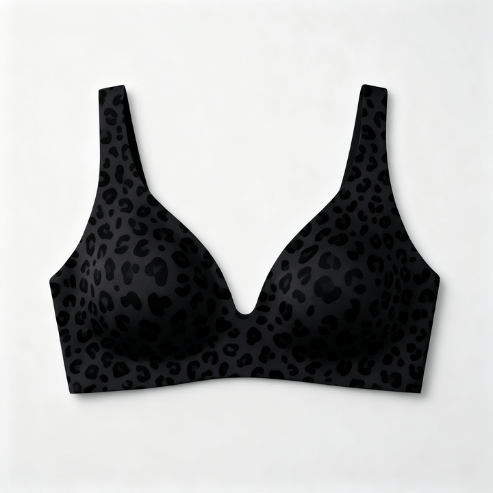Veluna – Seamless Deep V Wireless Lift Bra Black