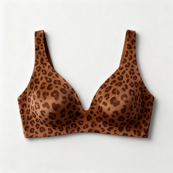 Veluna – Seamless Deep V Wireless Lift Bra Brown Leopard