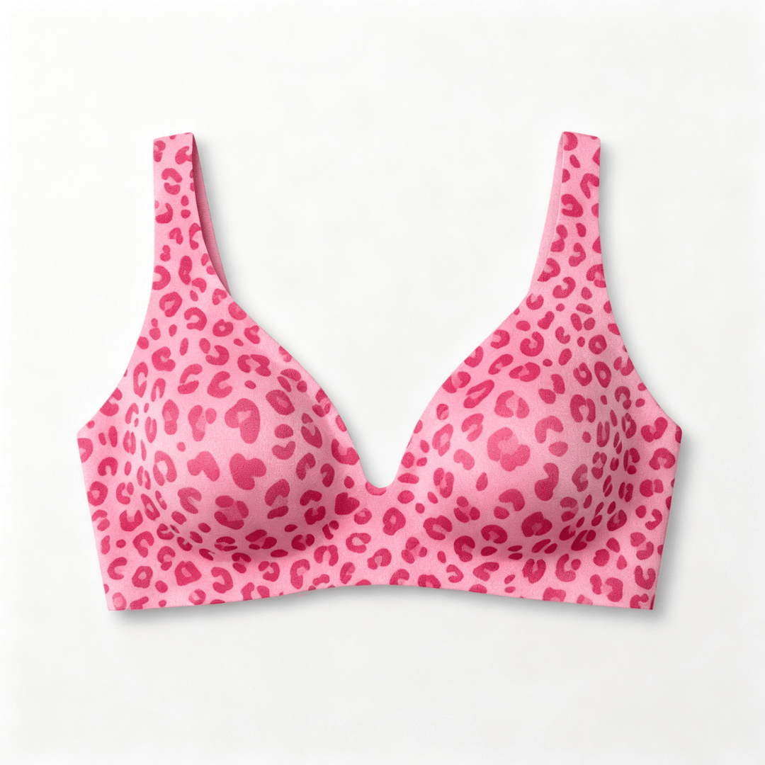 Veluna – Seamless Deep V Wireless Lift Bra Pink Leopard