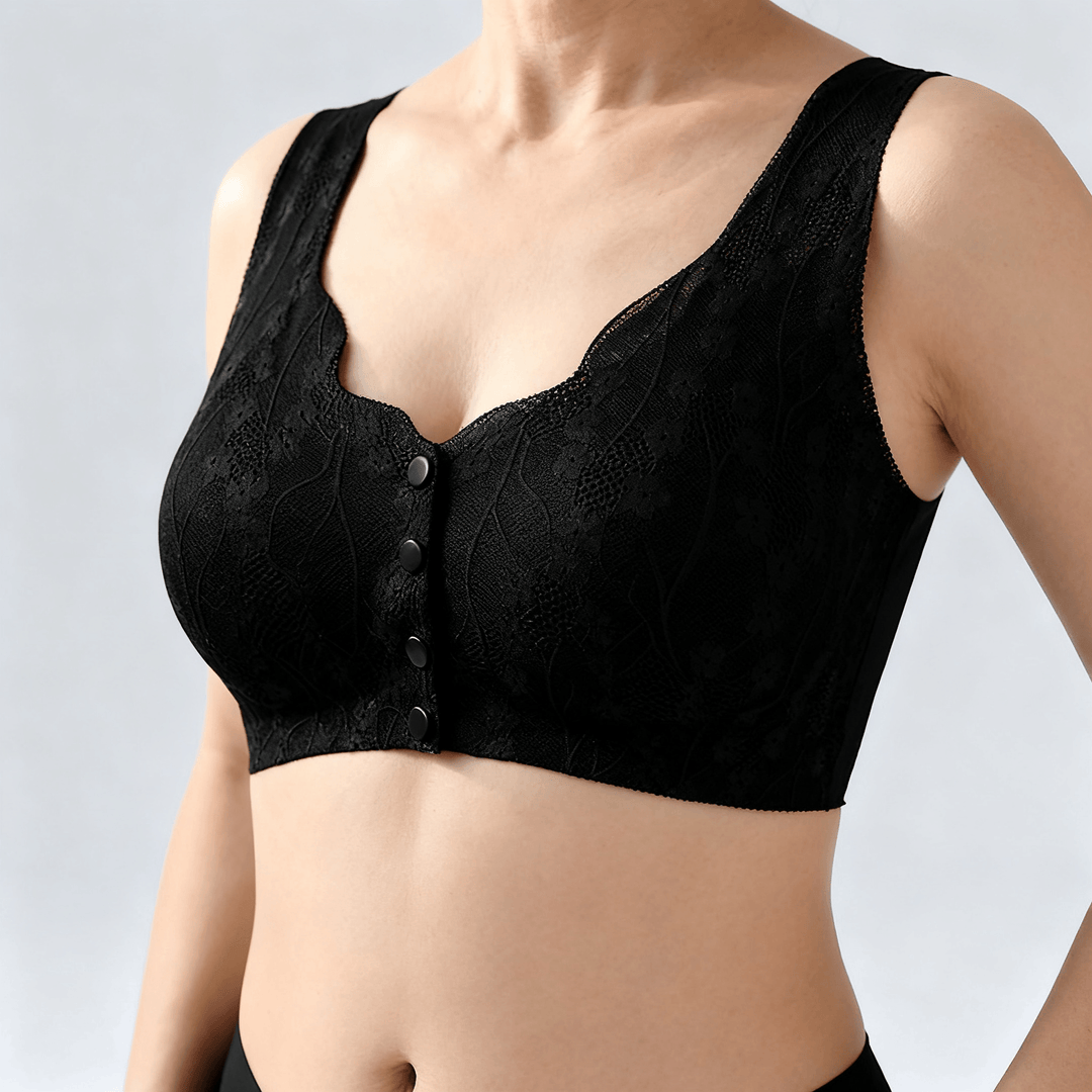 Veluna – Seamless front closure wireless bra Black / M