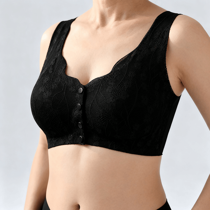 Veluna – Seamless front closure wireless bra Black / M