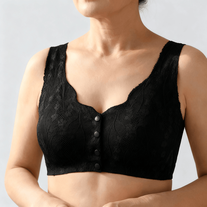 Veluna – Seamless front closure wireless bra Black