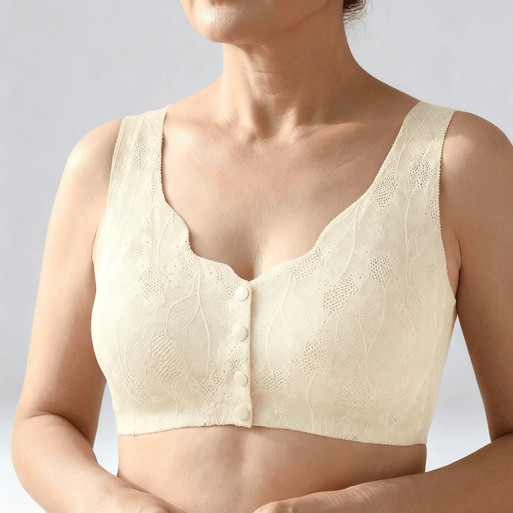 Veluna – Seamless front closure wireless bra Cream / M