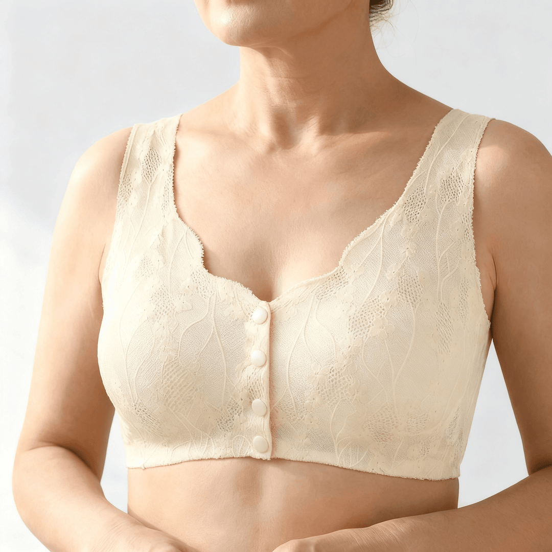 Veluna – Seamless front closure wireless bra Cream