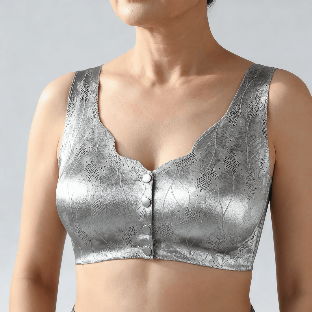 Veluna – Seamless front closure wireless bra Silver Gray / M