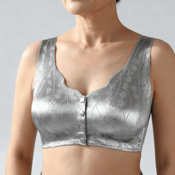 Veluna – Seamless front closure wireless bra Silver Gray / M