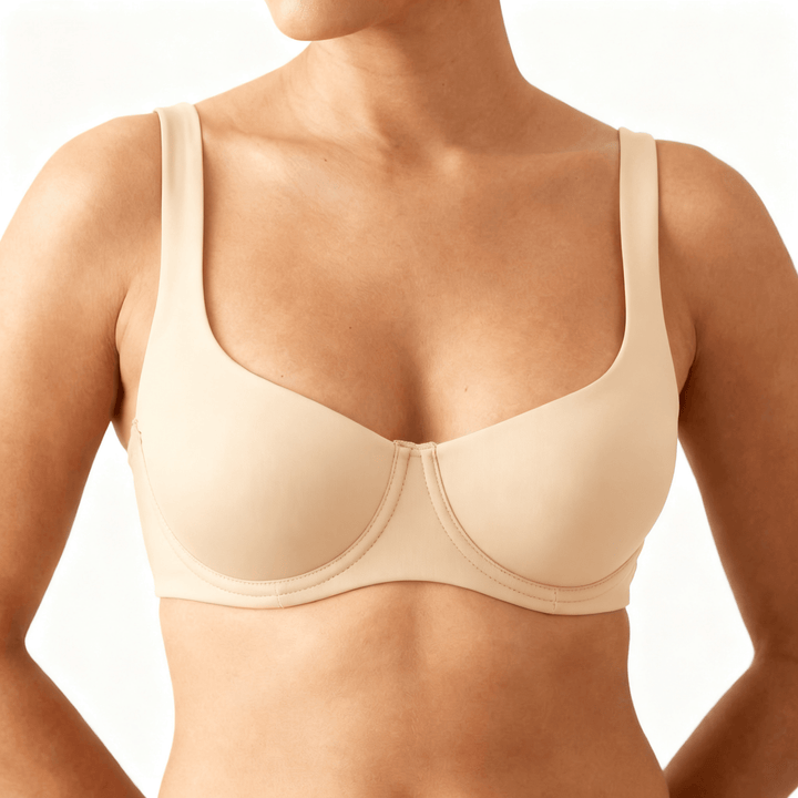 Veluna - Seamless Unlined Balconette Bra Beige
