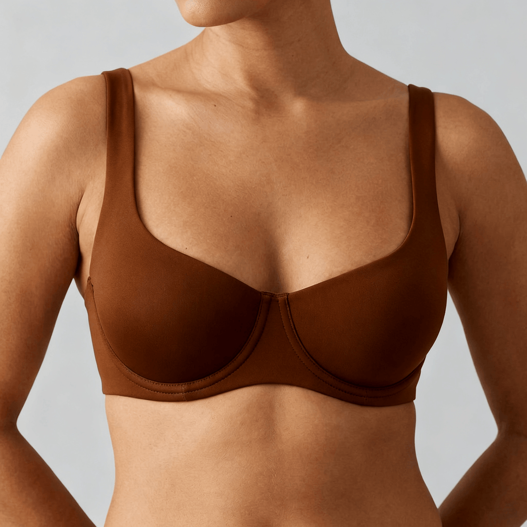 Veluna - Seamless Unlined Balconette Bra Brown / 34B