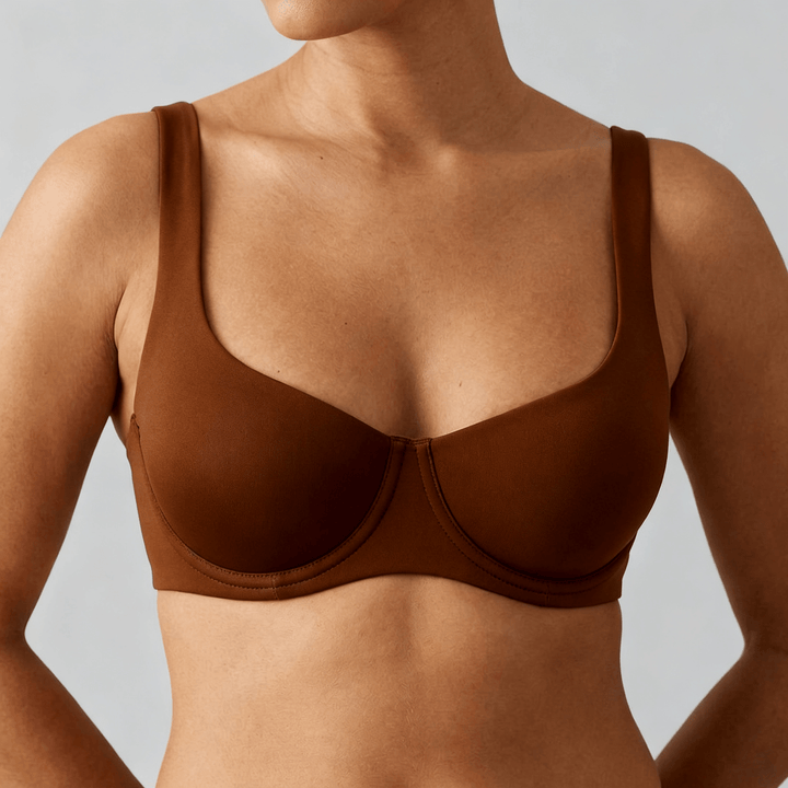 Veluna - Seamless Unlined Balconette Bra Brown / 34B