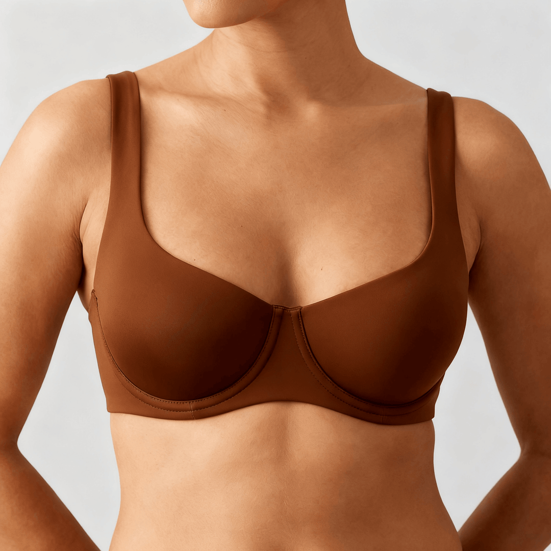 Veluna - Seamless Unlined Balconette Bra Brown