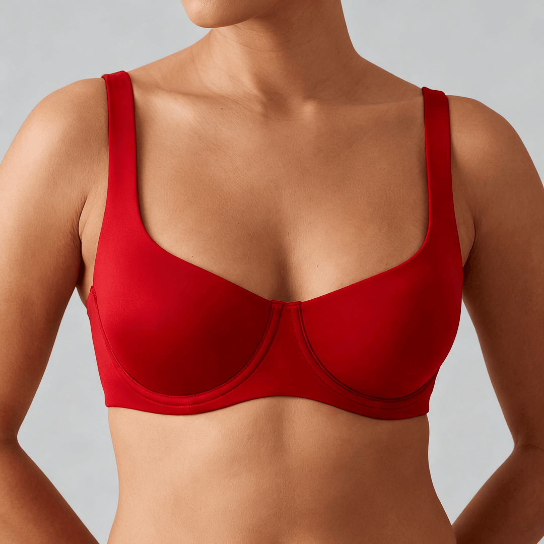 Veluna - Seamless Unlined Balconette Bra Red / 34B