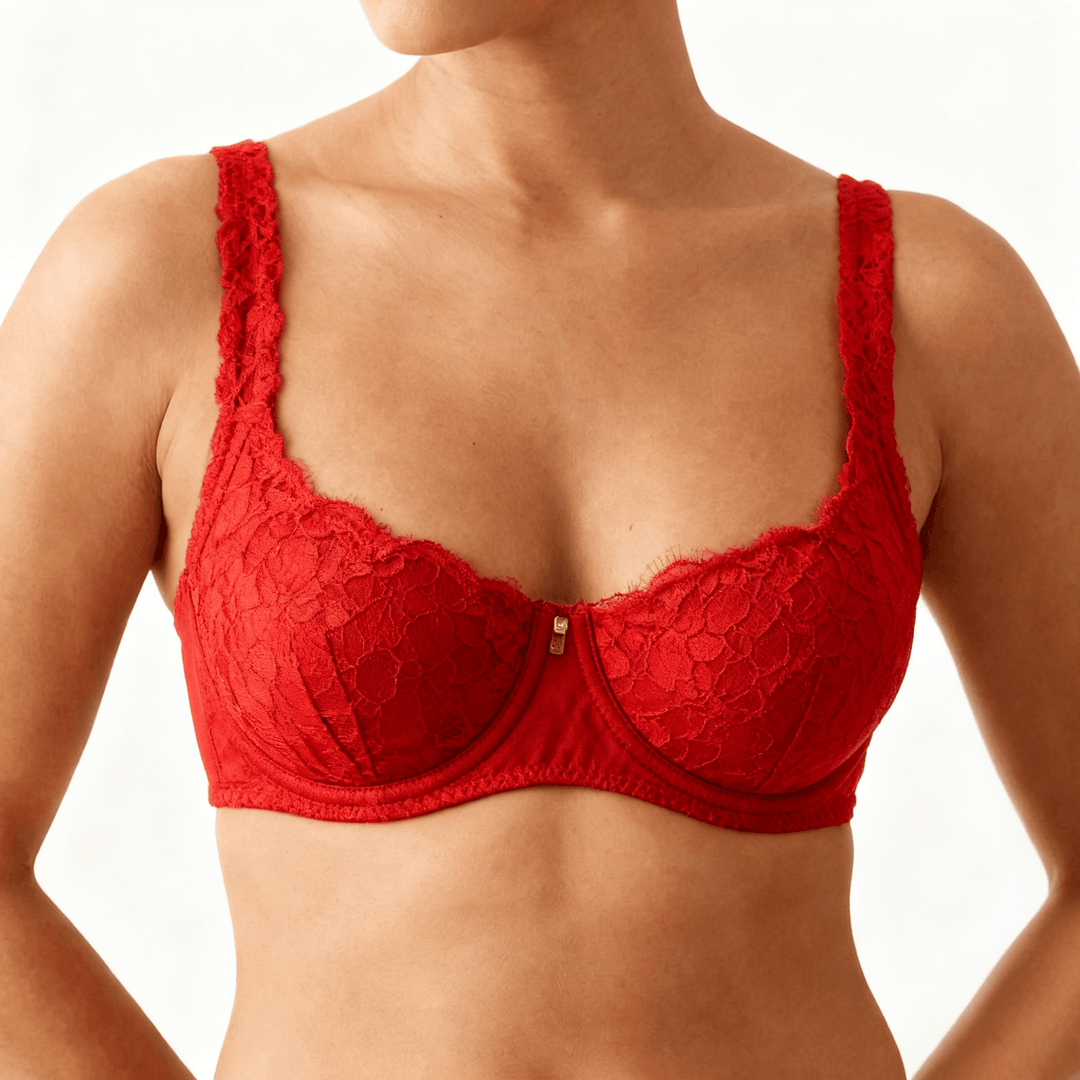 Veluna - Seamless Unlined Balconette Bra Red