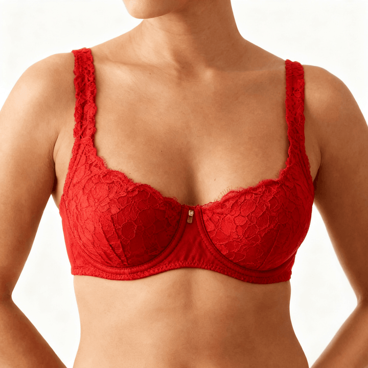 Veluna - Seamless Unlined Balconette Bra Red