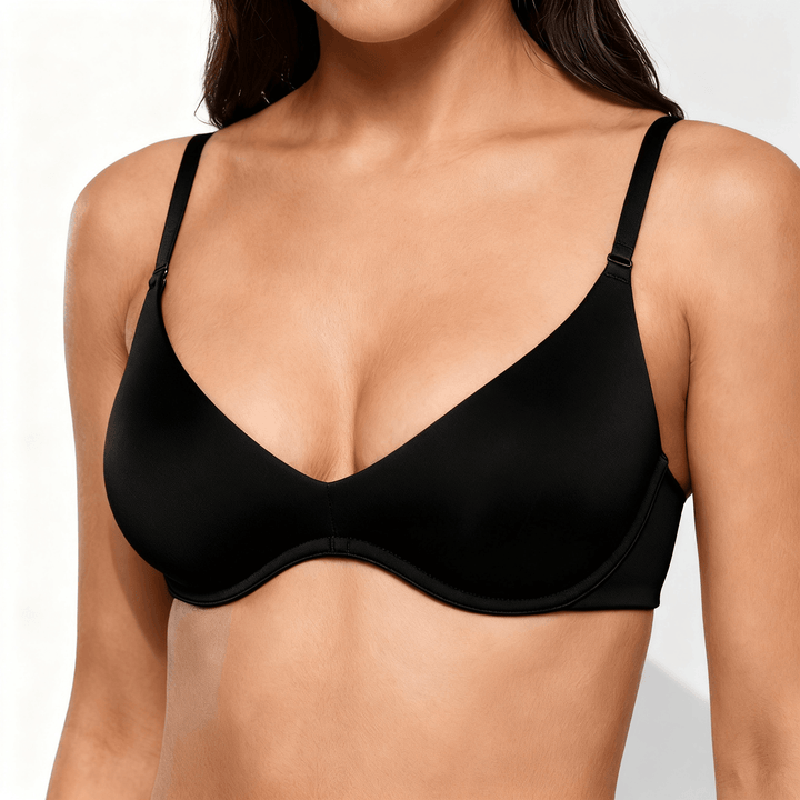 Veluna - Soft Double Layer Plunge Bra Black