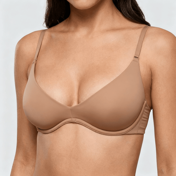 Veluna - Soft Double Layer Plunge Bra Light brown / 34A