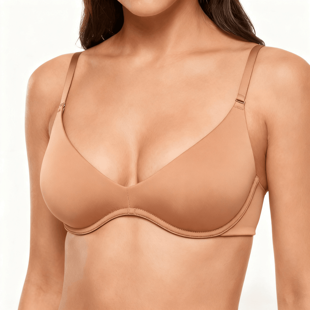Veluna - Soft Double Layer Plunge Bra Light brown