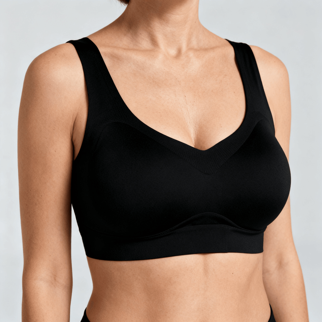 Veluna – Supportive X Back Wireless Lace Bra Black / S