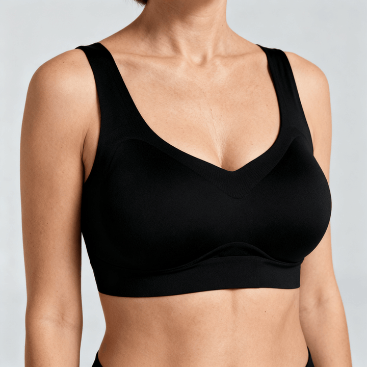 Veluna – Supportive X Back Wireless Lace Bra Black / S