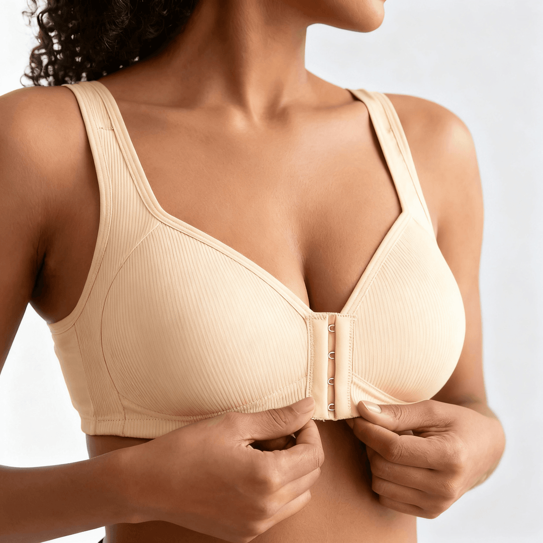 Veluna - Wireless Front Closure Comfort Bra Beige