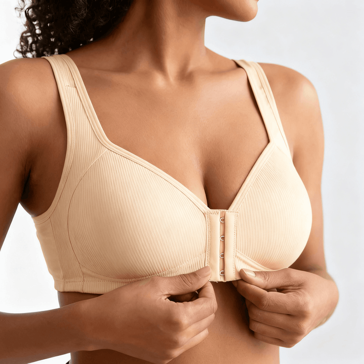Veluna - Wireless Front Closure Comfort Bra Beige