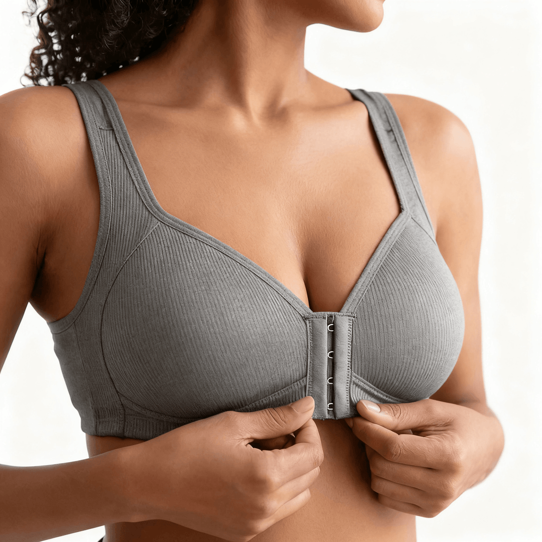Veluna - Wireless Front Closure Comfort Bra Gray