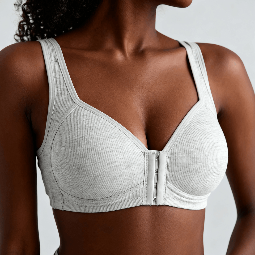 Veluna - Wireless Front Closure Comfort Bra Light gray / M