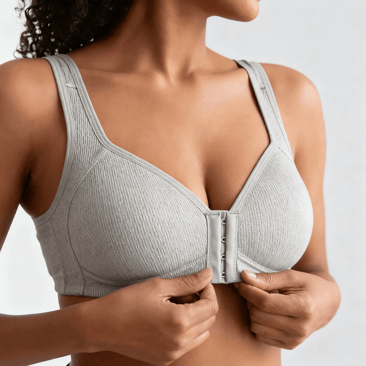 Veluna - Wireless Front Closure Comfort Bra Light gray