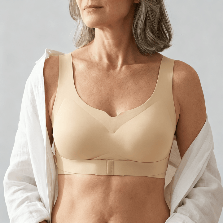 Veluna – Wireless Front Closure Posture Bra Beige / S