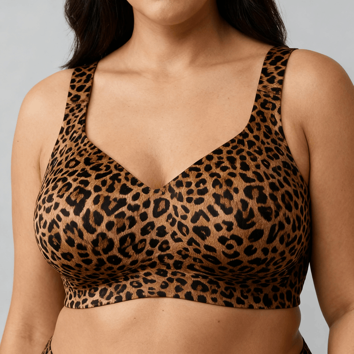 Veluna – Wireless Full Coverage Support Bra Leopard Brown / S