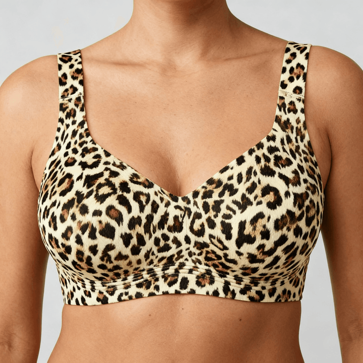 Veluna – Wireless Full Coverage Support Bra Leopard Cream / S