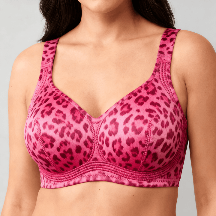Veluna – Wireless Full Coverage Support Bra Pink Leopard