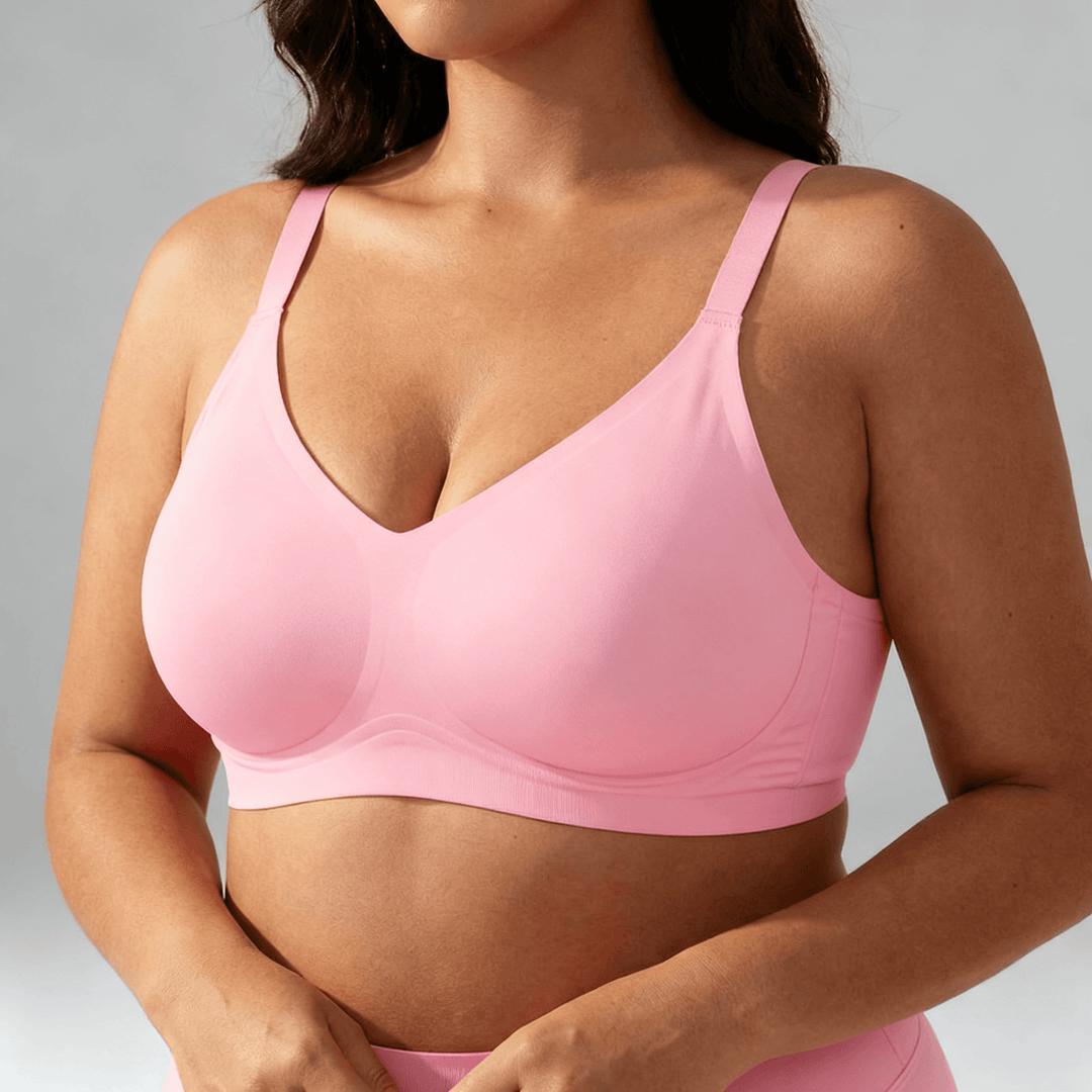 Veluna – Wireless Jelly Strip Bra for All Day Comfort Pink / S / 1 piece