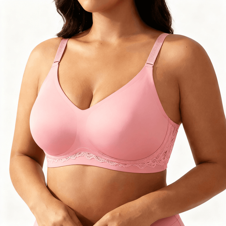 Veluna – Wireless Jelly Strip Bra for All Day Comfort Pink