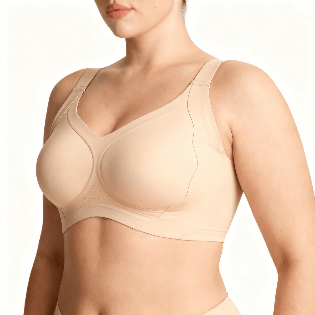 Veluna – Women's Full Coverage Wireless Support Bra Beige