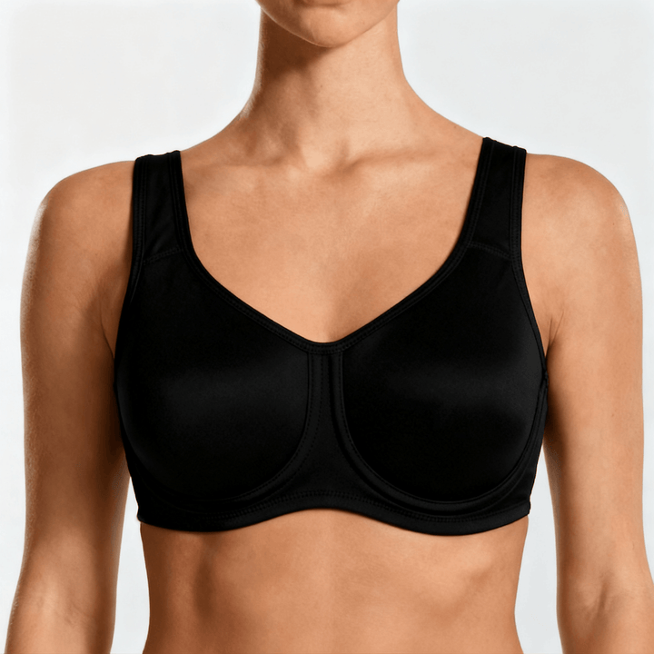 Veluna – Women's Outside Wire High-Impact Sports Bra Black