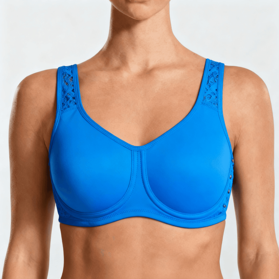 Veluna – Women's Outside Wire High-Impact Sports Bra Blue