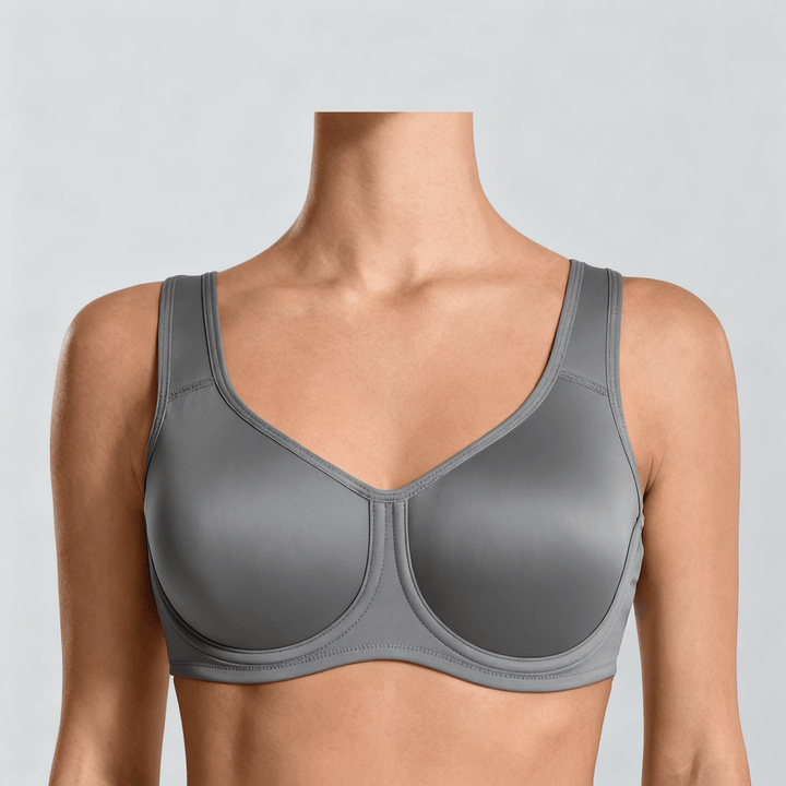 Veluna – Women's Outside Wire High-Impact Sports Bra Gray / 42 DD