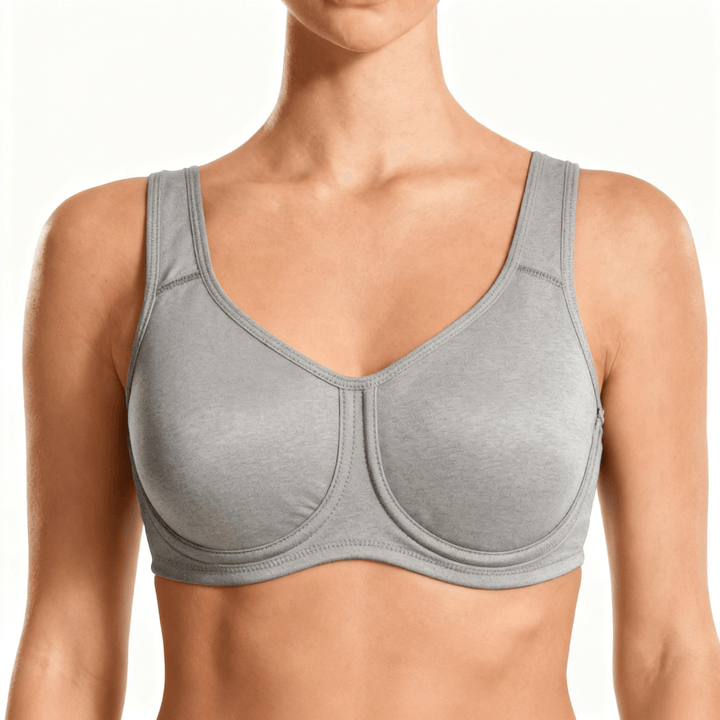 Veluna – Women's Outside Wire High-Impact Sports Bra Gray