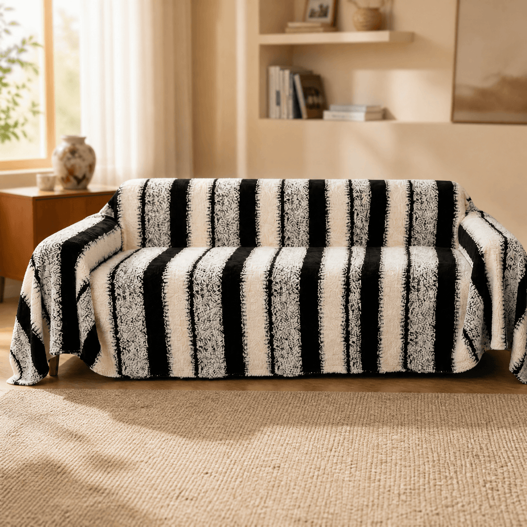 Velura - Non-Slip Plush Couch Cover Black / 71 × 51 inches