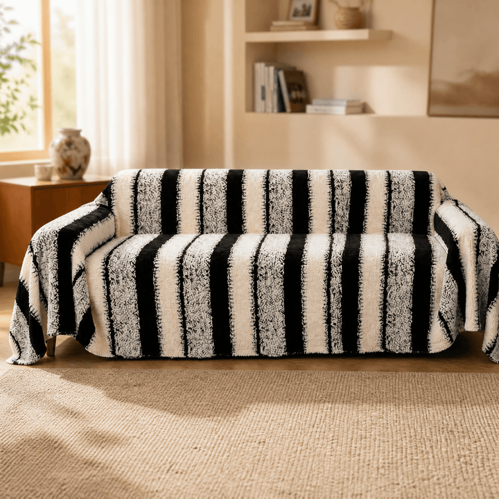 Velura - Non-Slip Plush Couch Cover Black / 71 × 51 inches