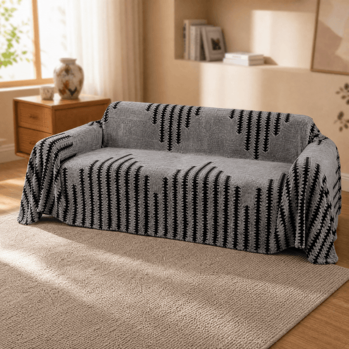 Velura - Non-Slip Plush Couch Cover Gray / 71 × 51 inches
