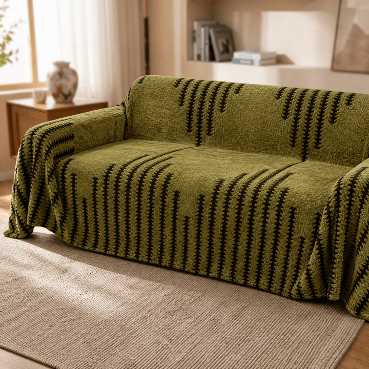 Velura - Non-Slip Plush Couch Cover Green / 71 × 51 inches