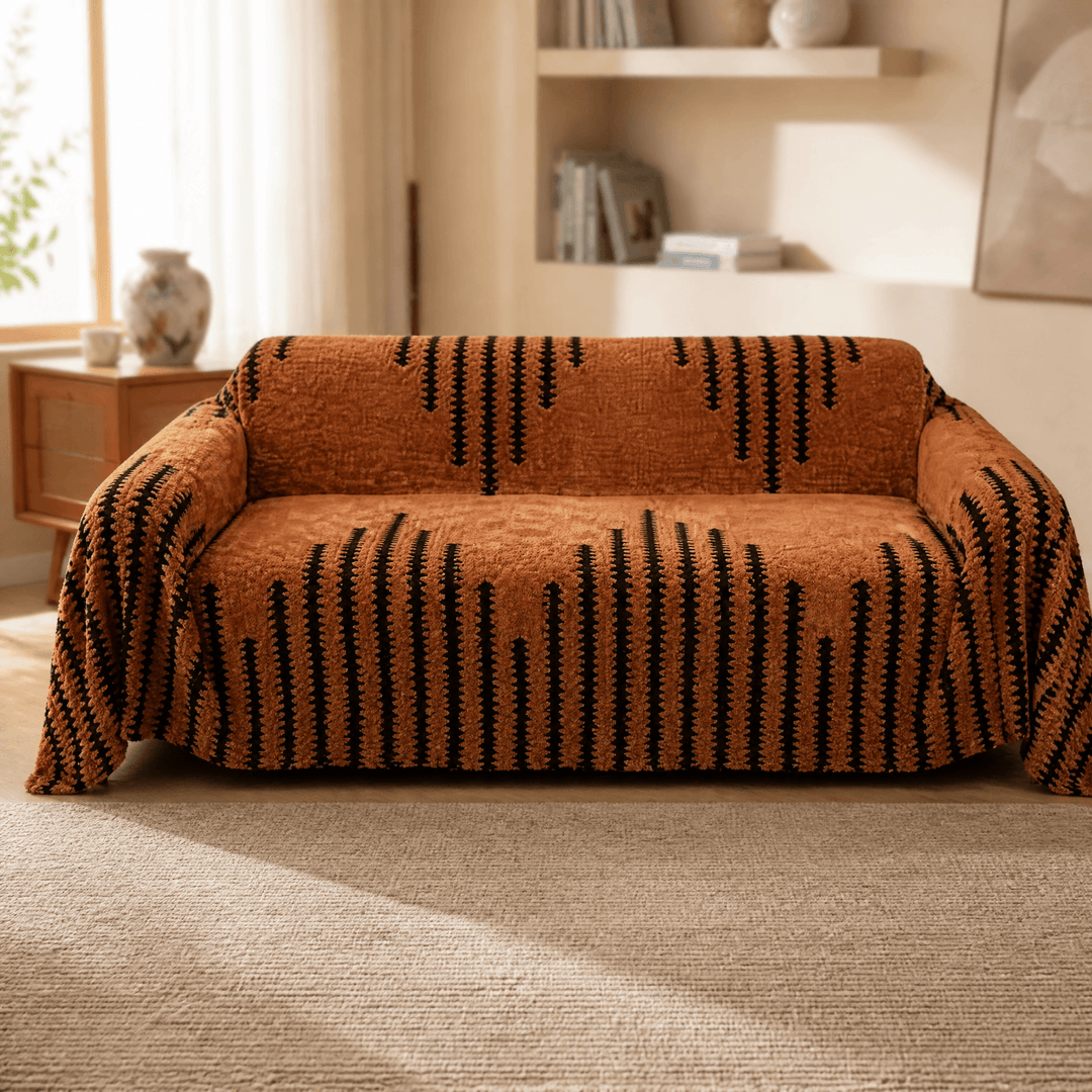 Velura - Non-Slip Plush Couch Cover Orange / 71 × 51 inches