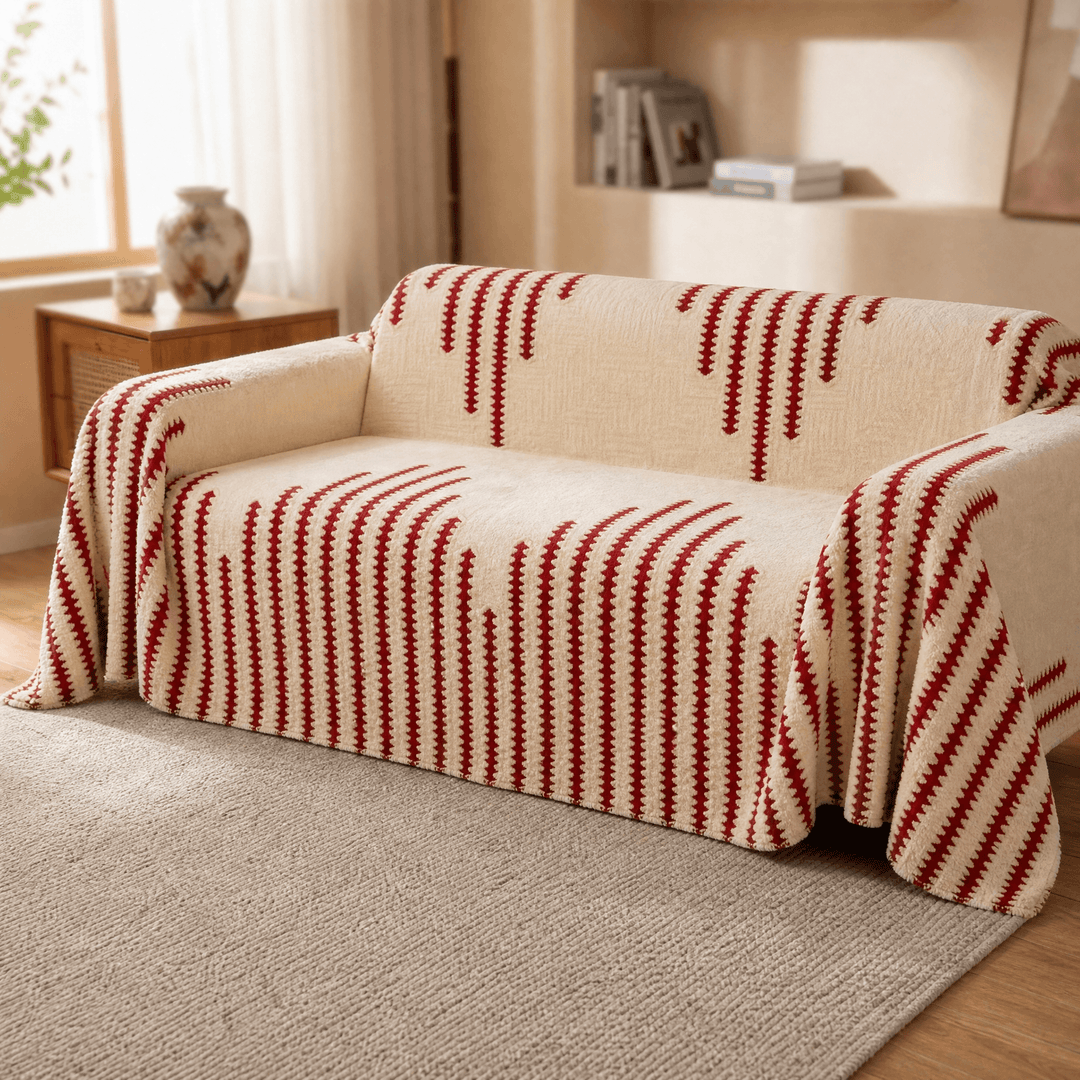 Velura - Non-Slip Plush Couch Cover Red / 71 × 51 inches