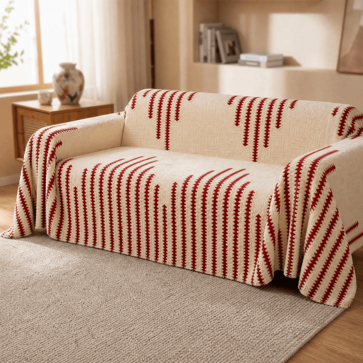Velura - Non-Slip Plush Couch Cover Red / 71 × 51 inches