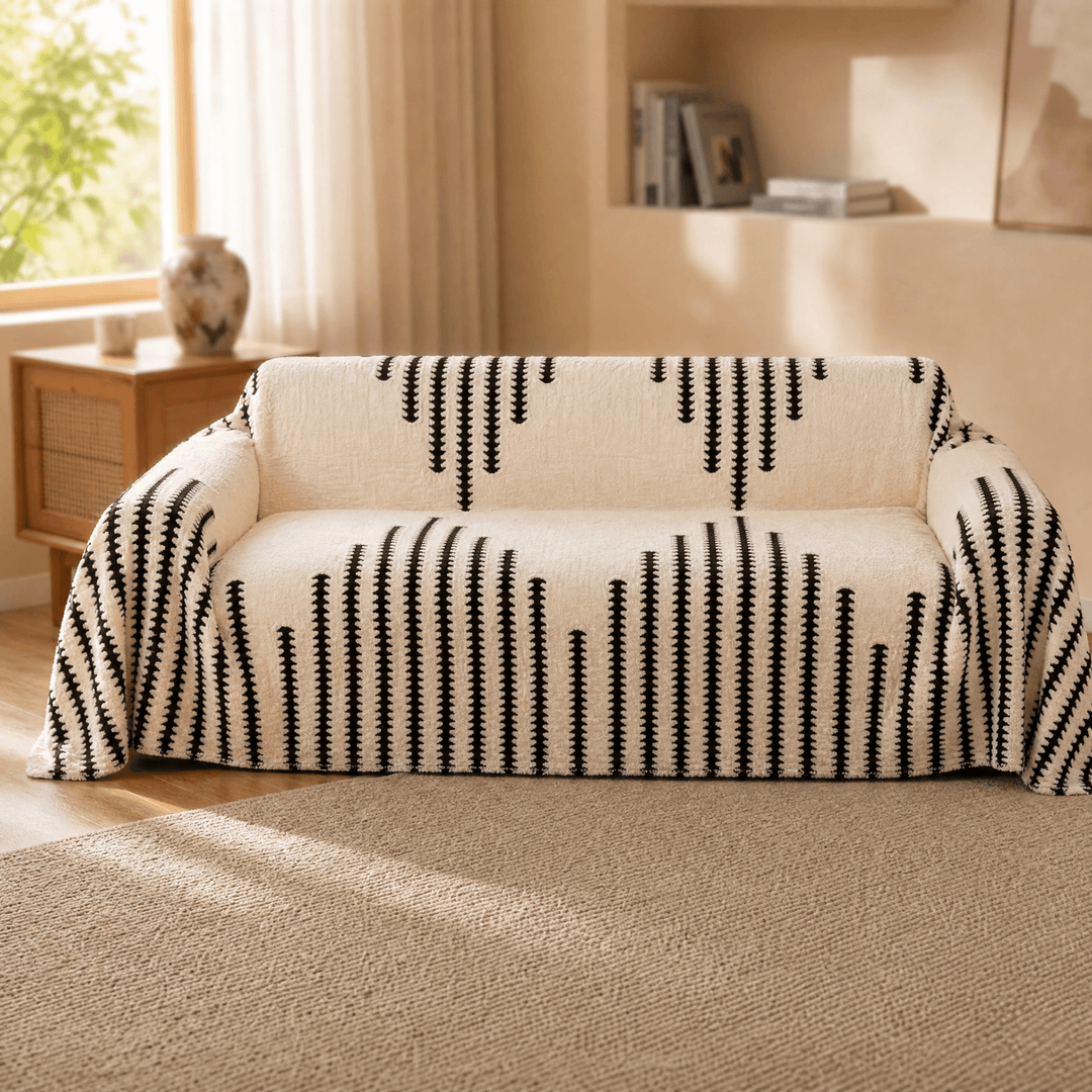 Velura - Non-Slip Plush Couch Cover White / 71 × 51 inches