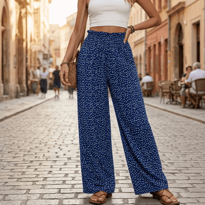 Vivara – Flowy High Waist Pull On Pants Blue