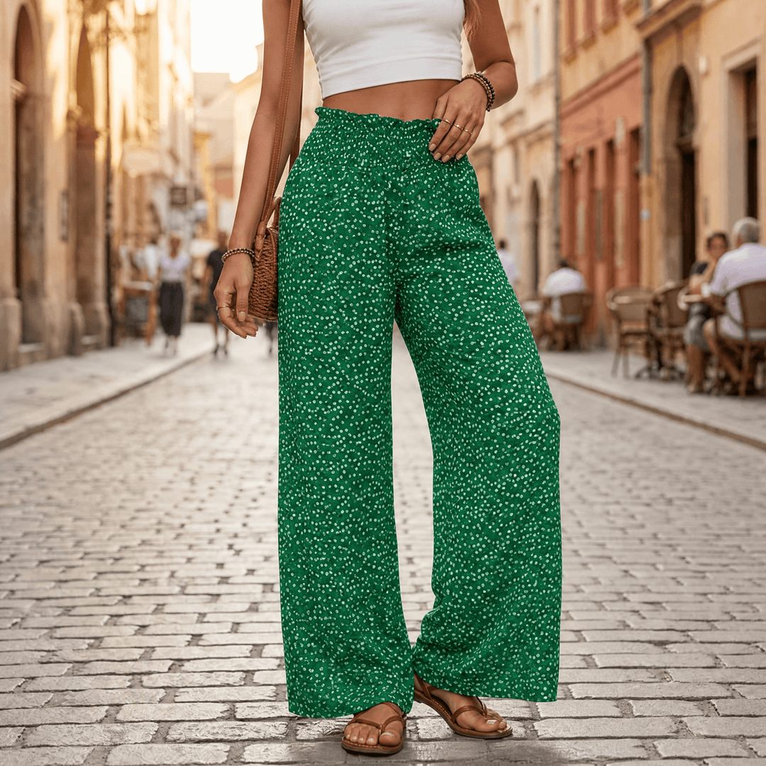 Vivara – Flowy High Waist Pull On Pants Green